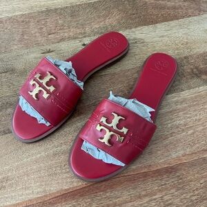Tory Burch Women’s Everly Slide Sandal Leather Red New Size 8.5